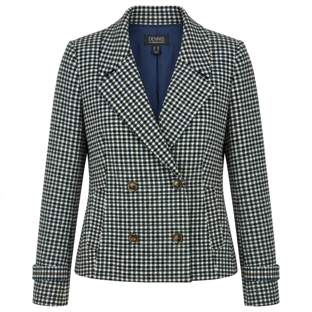 Modest Dark Academia Gingham Blazer Womens Size 12 Preppy Officecore Chic